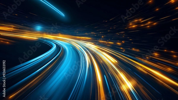 Fototapeta Dynamic Light Trails in Motion