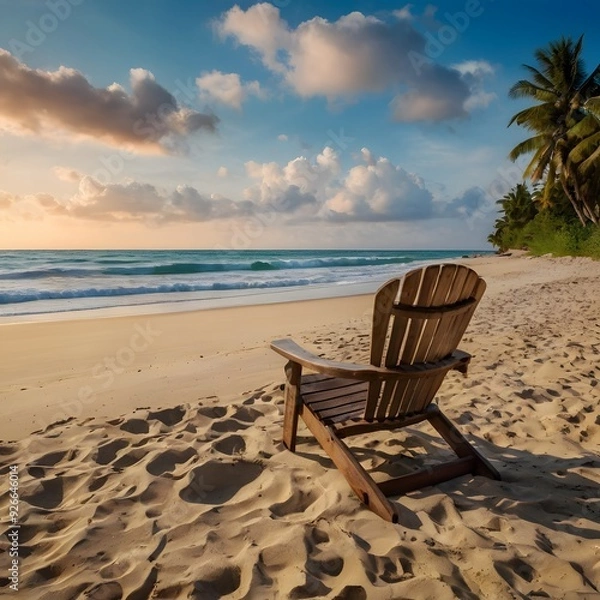 Obraz Beautiful landscape on a beach as well as superb chair