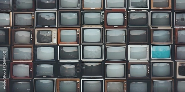 Fototapeta multiple Retro-vintage analog TV set with Noise and Static