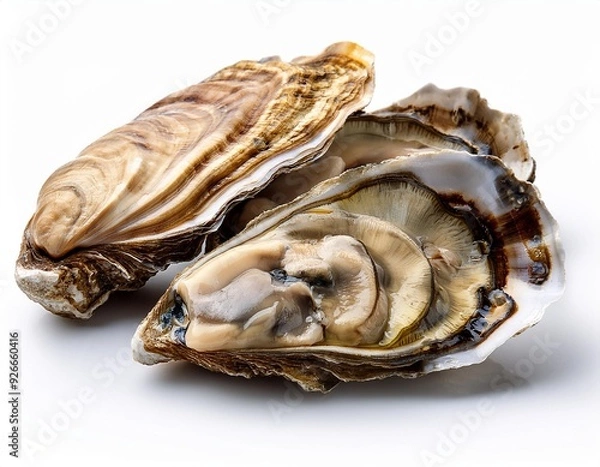 Fototapeta Fresh Oysters on White Background