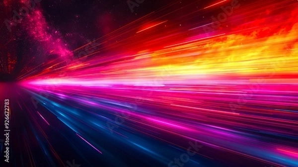 Fototapeta A colorful abstract background with a lot of light streaks