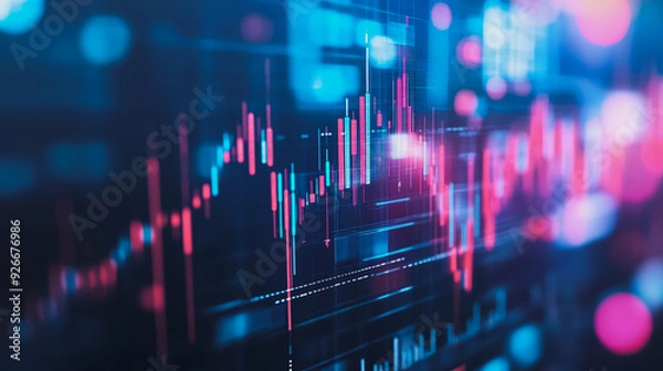 Fototapeta Abstract with pastel colorful charts and graphs with statistics to analyze business potential and forecast future development of companies growth.