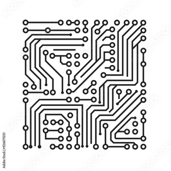 Obraz Vector illustration of a detailed electronic circuit board. Isolated stock image showcasing a technology pattern, perfect for tech, digital, and AI-related designs.