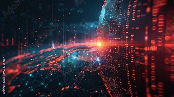Obraz Digital Globe: Interconnected World