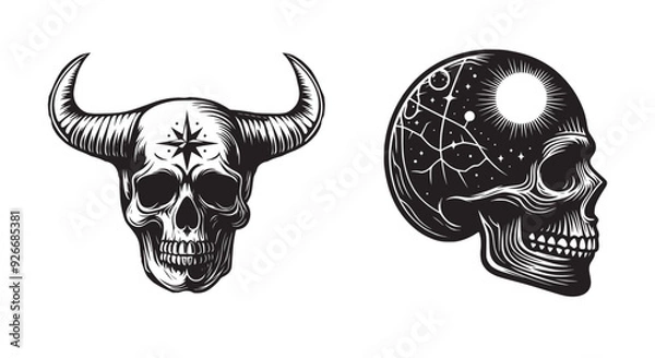 Obraz Dynamic Skull Vector Silhouettes