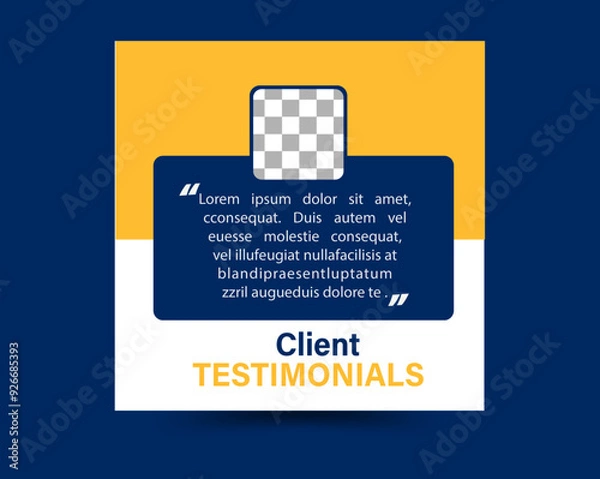 Obraz Testimonial review template with star rating remark blue