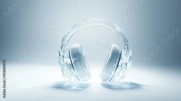 Fototapeta A high-end crystal headphone speaker, centered on a white, light-filled background.