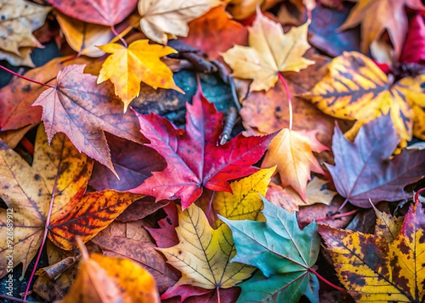 Fototapeta Macro background of colorful autumn dry leaf
