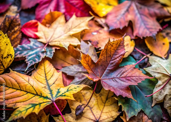 Fototapeta Macro background of colorful autumn dry leaf
