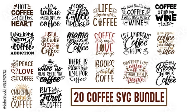 Fototapeta Coffee SVG Bundle, typography, t-shirt, design, clothing, Coffee SVG Files for Crafters, Coffee SVG designs for POD, Coffee Quotes SVG, Coffee Sayings SVG, merchandise,