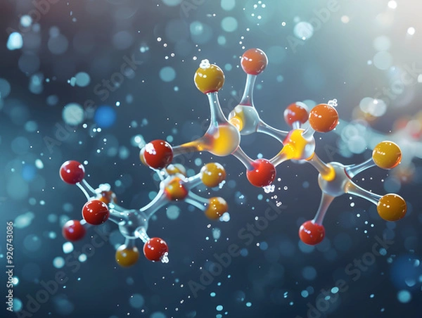 Fototapeta Abstract Structure Background of Molecule Or Atom, molecular structure, structural chemical formula with atoms