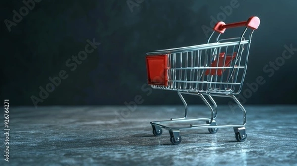 Fototapeta Realistic digital shopping cart with ample text space for optimal search result relevance