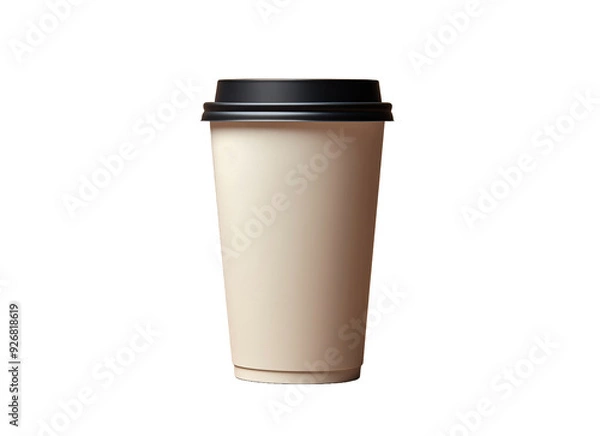 Fototapeta A coffee cup placed elegantly on a sleek black background, highlighting its shape and texture.