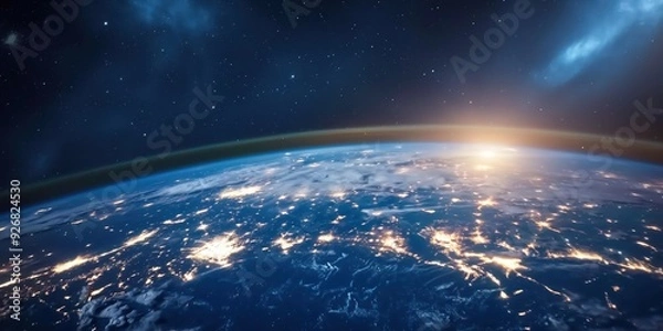 Fototapeta Earth from Space at Sunrise created by ai