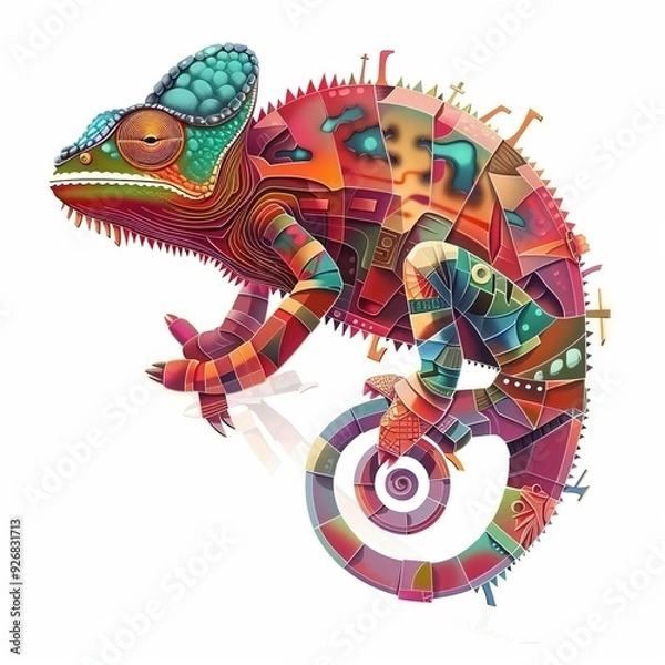 Fototapeta Chameleon Futuristic animal fashion cartoon isolated whitebackground 16:9