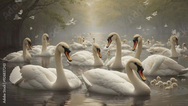 Obraz swans on the lake