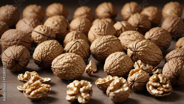 Obraz walnuts on a wooden table