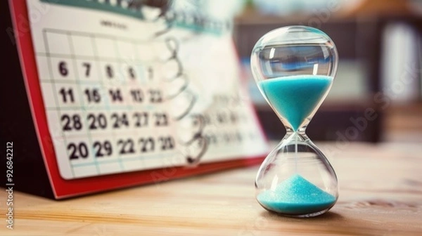 Fototapeta Hourglass and calendar time concept