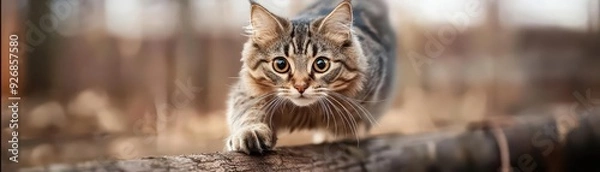 Fototapeta Cat agility competitions, vibrant jumps, dynamic movement, feline skill