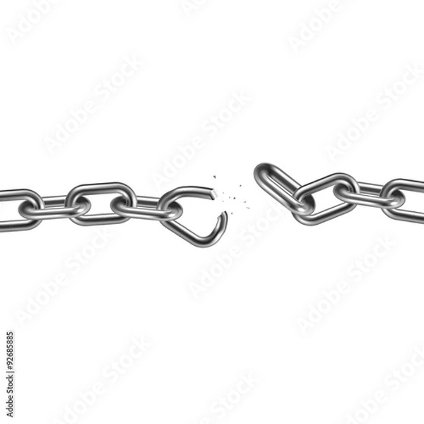 Obraz Metal broken chain 3D. Freedom concept. Vector illustration.