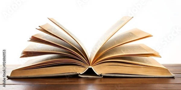 Fototapeta Open book isolated on background. format , education, learning, reading,blank, literature, study, design, template