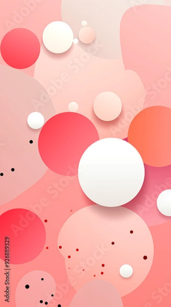 Fototapeta Pink Circles, Dots, Balls on Pink Background, Abstract Image, Texture, Pattern, Wallpaper, Cover and Screen of Smartphone, Cell Phone, Computer, Laptop, 9:16 and 16:9 Format