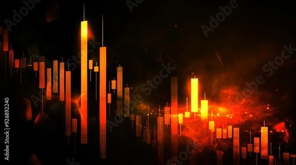 Obraz 暴落する金融チャートと市場崩壊とコピースペース