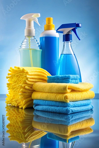 Obraz cleaning supplies and towels