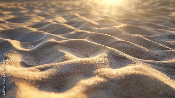 Fototapeta Sunlit sand with subtle shadows, enhancing the texture and creating a warm and inviting background.