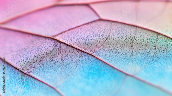 Fototapeta Macro Shot of a Butterfly's Wing Revealing Iridescent Scales and Intricate Details