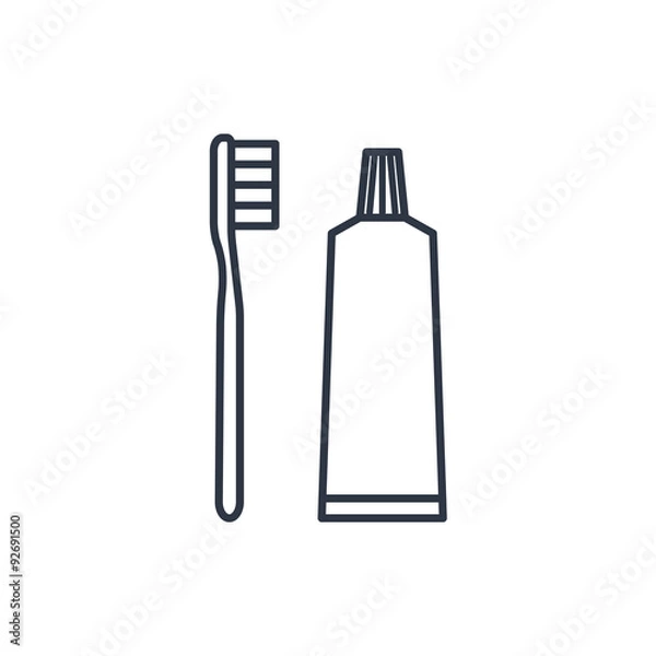 Fototapeta Toothbrush and toothpaste icon