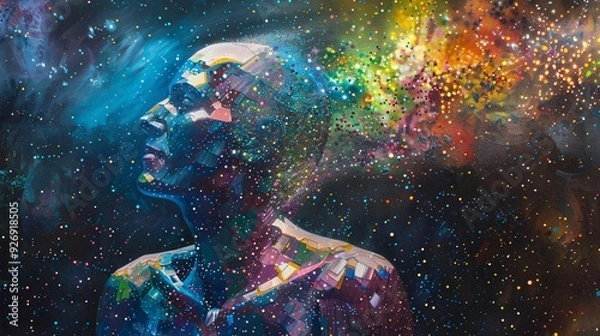 Obraz Human figure with a crystalline body reflecting a rainbow of colors