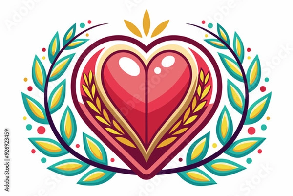 Obraz Stylized Heart with Wheat and Leaves