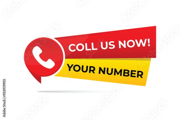 Fototapeta vector call us now sign template red and yellow color 
