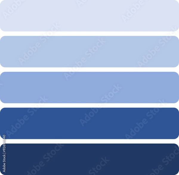 Fototapeta Serene Blue Gradient: A calming palette of five shades of blue, smoothly transitioning from light to dark, ideal for minimalist designs and evoking a sense of tranquility and peace. 
