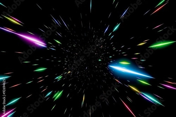 Obraz 放射状に流れるカラフルな光線の3Dイラスト