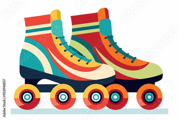 Obraz Retro-Style Inline Skates with Colorful Stripes