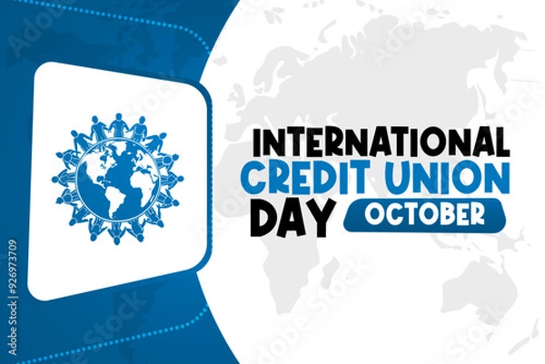 Obraz International Credit Union Day Background Vector Financial Community and Cooperative Design