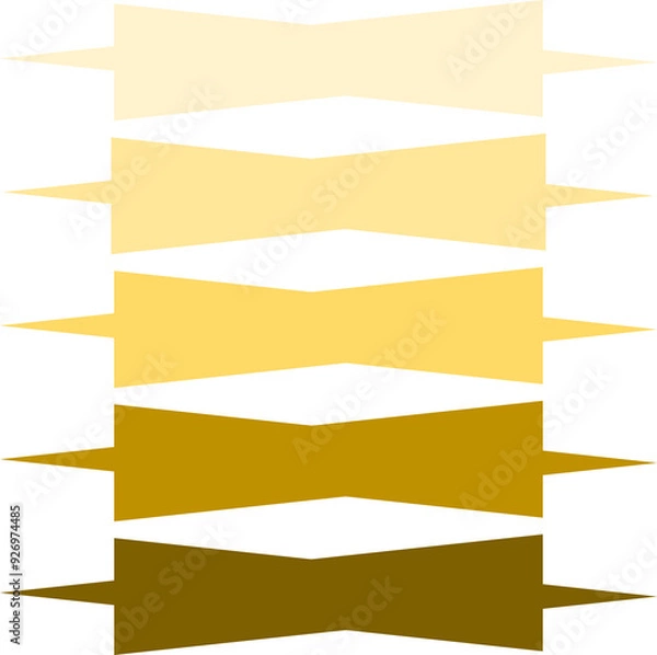 Fototapeta Golden Gradient: A set of five abstract geometric shapes in a gradient of golden hues, starting from a light yellow and transitioning to a dark brown. Perfect for graphic design projects, website back