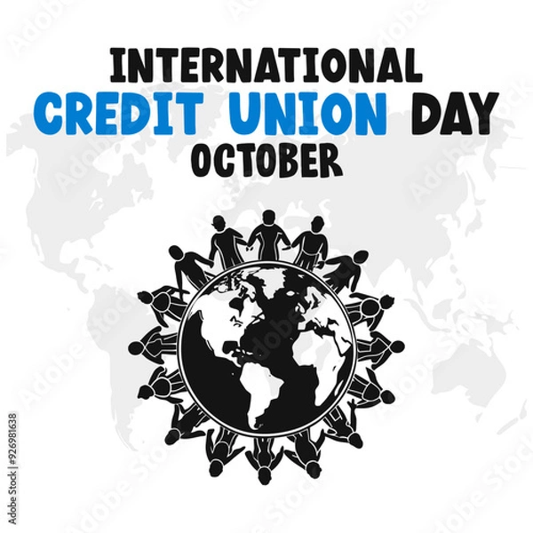 Obraz International Credit Union Day Vector Financial Community and Cooperative Design
