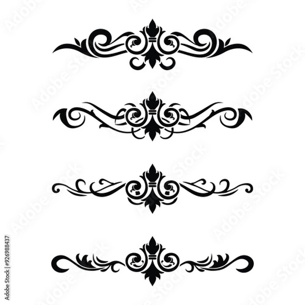Fototapeta Classic Vintage Baroque Victorian Frames Separator Elements Classic Wedding Invitation
