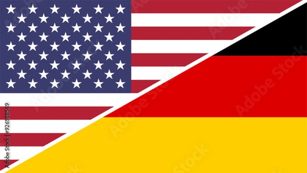 Fototapeta Germany and United States flags combined in a split design vector, symbolizing international relations, global unity, and cultural exchange