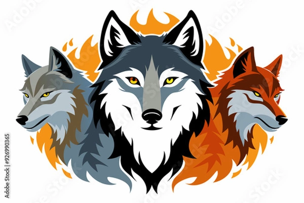 Obraz Three Wolves Surrounded by Flames