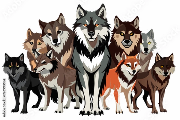 Obraz Group of Wolves Standing Together in a Pack