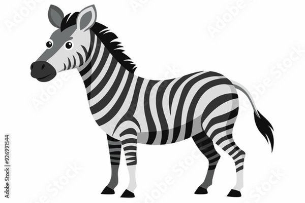 Fototapeta A Cartoon Zebra with Black and White Stripes