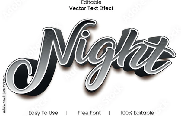 Fototapeta Night 3d text design font effect.