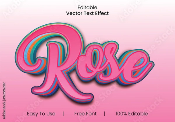 Fototapeta Rose 3d text design font effect.