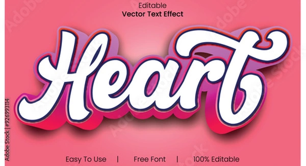 Fototapeta Heart 3d text design font effect.