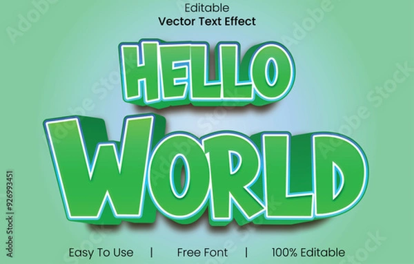 Fototapeta Hello, WorldNew 3d text design font effect.
