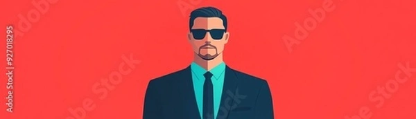 Fototapeta Male symbol, commanding logo, flat design illustration